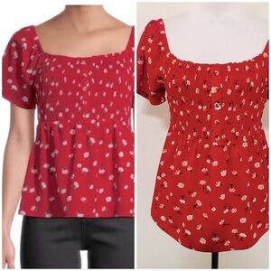 No Boundaries Juniors Large (11-13) Flutter Sleeve Smocked Top Fits Women Small